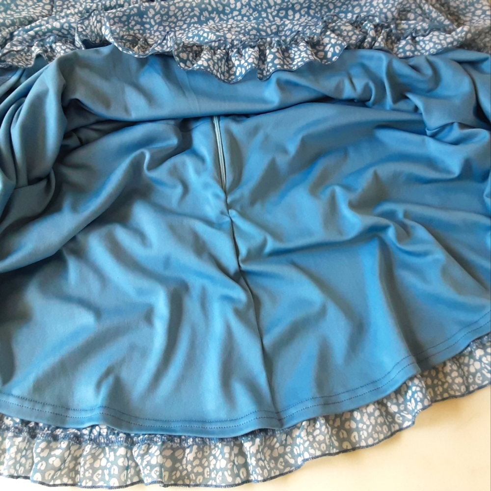 PLUS SZ XL  ROMANTIC FRILLY BABY BLUE CUT OUT BACK SEXY DEEP V-NECK DRESS - Picture 10 of 10